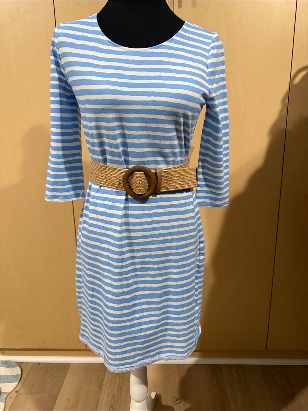 Striped Blue and White Women's Shift Dress